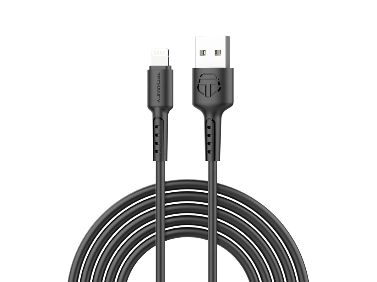 Techancy Cabo De Dados Preto TB1628, Cabo De Carregamento Rápido Usb Para Lightning, 3 M/2,4 A, Compatível Com Iphone/Ipad