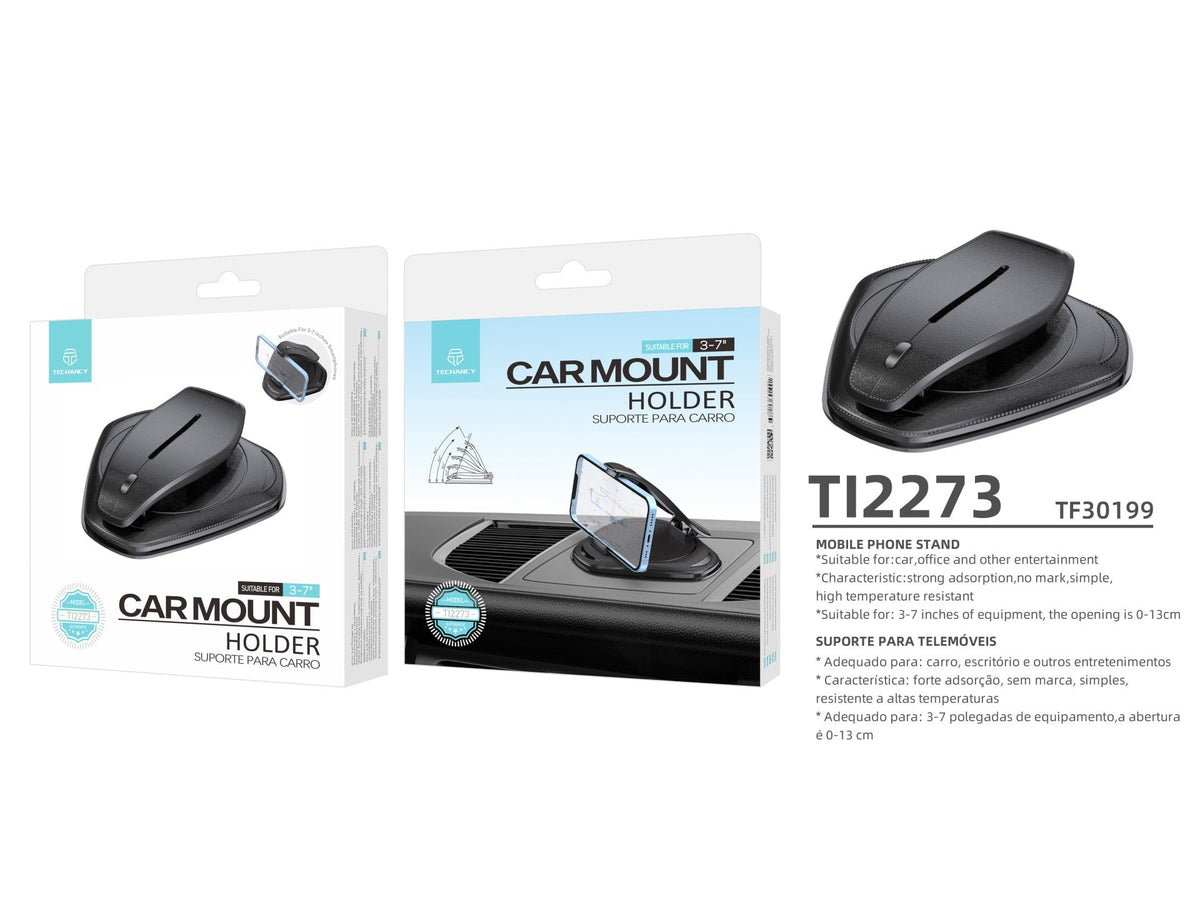 Suporte universal para telemóvel Techancy, montagem na consola central, TI2273, preto