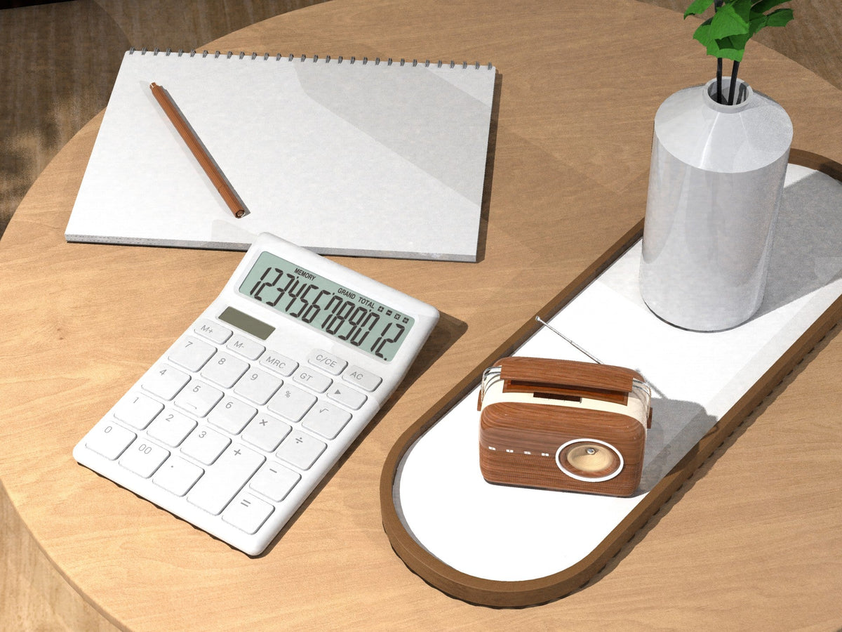 Techancy Calculadora de Mesa MK1166 12 Dígitos Dupla Energia Função GT/MU ABS TM25001 Branco