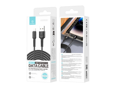 Techancy Cabo De Dados Preto TB1628, Cabo De Carregamento Rápido Usb Para Lightning, 3 M/2,4 A, Compatível Com Iphone/Ipad