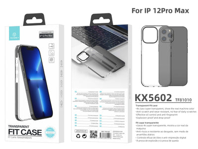 Capa transparente para telemóvel Techancy New Acrylic, KX5602, compatível com iPhone 12 Pro Max, transparente + Preto