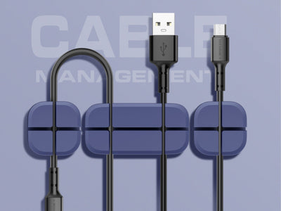 Organizador de cabos Techancy, TZ6290, embalagem com 3 unidades, organiza os cabos de forma organizada para manter a sua secretária arrumada, azul
