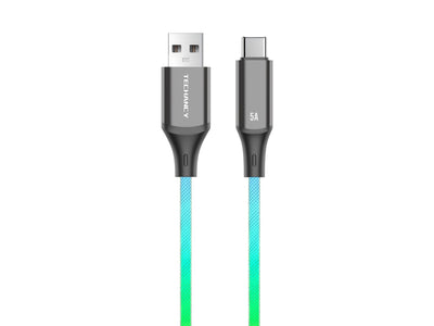 Techancy Cabo De Dados De 1m TB1799, Usb-C Para Usb-C, Efeitos De Iluminação Rgb, Carregamento Rápido De 27w.
