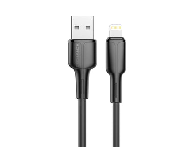 Techancy Cabo De Dados Usb-Lightning Preto 1m TB1659, Carregamento Rápido 2.4a, Suporta Transferência De Dados, Material Pvc
