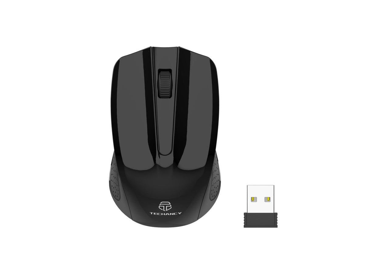 Techancy Rato Sem Fios 2.4g Preto TJ6121, Distância Sem Fios De 10 M, Plug And Play, Compatível Com Pc/Mac, Design Ergonómico