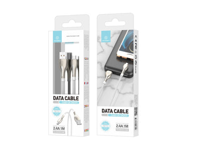 Cabo de dados USB-Micro Metal Techancy, TB1765, 1 m, 2,4 A, cinzento