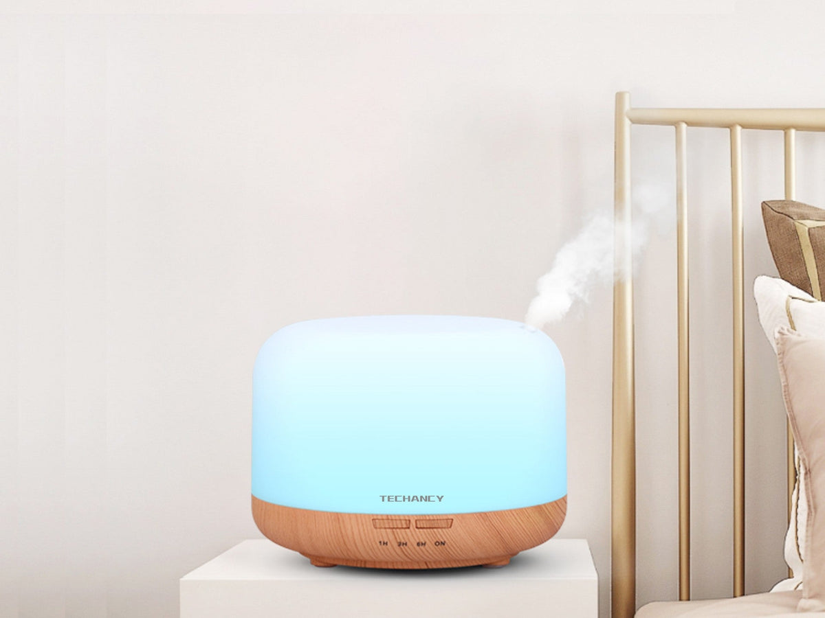 Difusor de aromaterapia Techancy, LD3911, com função humidificador, branco + grão de madeira