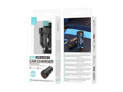 Techancy Carregador de carro 52.5W USB A e USB C PD PPS QC3.0 TC6430 Carregamento rapido 12V 24V Preto