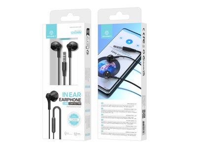 Techancy Auscultadores Intra-Auriculares 1,2 Metros Pretos TD8088, 3,5 Mm Com Microfone, Auscultadores Com Som Estéreo 3d