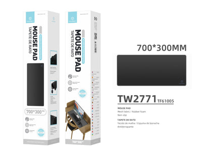 Tapete para rato Techancy 30 x 70 cm, TW2771, borracha antiderrapante, adequado para jogos de PC, preto