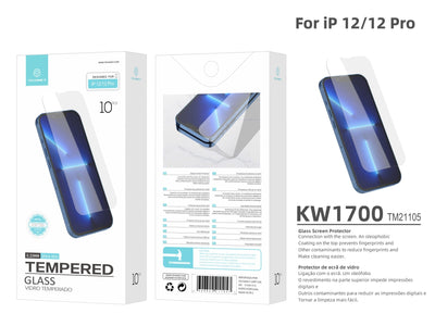 Techancy Película de Vidro Temperado  para iPhone 12/12 Pro KW1700 , 0.33MM, Anti-riscos, Alta Transparência, Fácil Aplicação