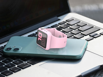 Pulseira de silicone para relógio Techancy, KC2115, com protetor de ecrã, compatível com Apple Watch 38 mm, rosa