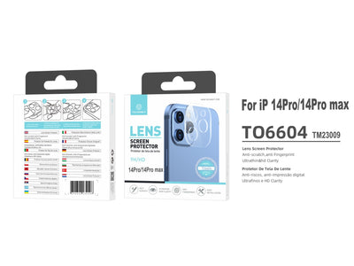 Techancy Protetor de Lente  para iPhone  14Pro/14Pro Max TO6604, 9H Anti-riscos, Anti-digital, Ultrafino e HD, Fácil de Instalar