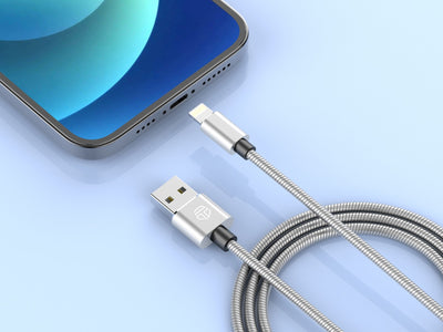 Techancy Cabo De Dados Em Liga De Alumínio 1m TB1662, Design Totalmente Metálico, Usb-Ip8/X/11-14, Carregamento 2,4a.