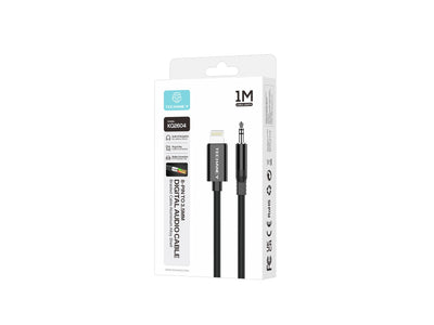 Techancy Cabo Audio Digital KQ2604 8-Pin para 3.5mm, 1M, Trancado, Compativel com Telemovel, Carro e Auscultadores, Preto