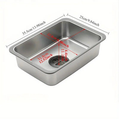 Rectangular Stainless Steel Camping Sink with Wooden Lid