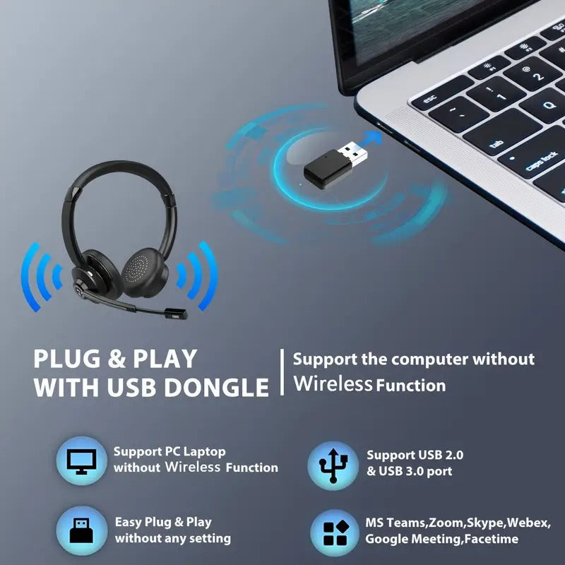 AI Noise Cancelling Wireless Headset with Mic CTN