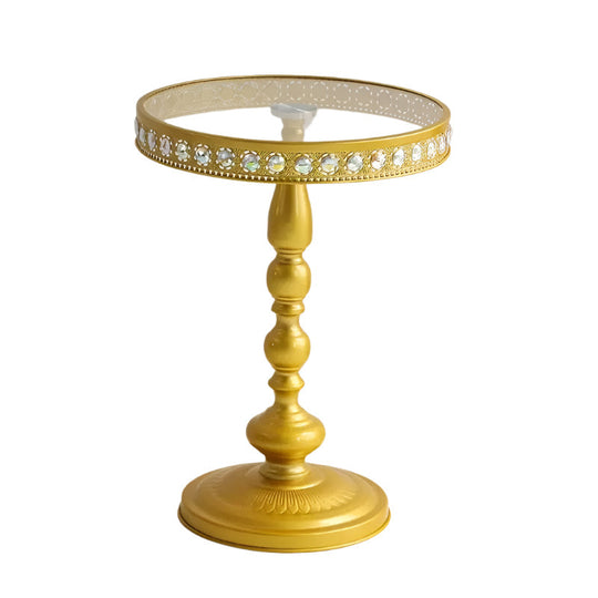 Corner Table Round Minimalist Side Table (Golden + Lace) TM