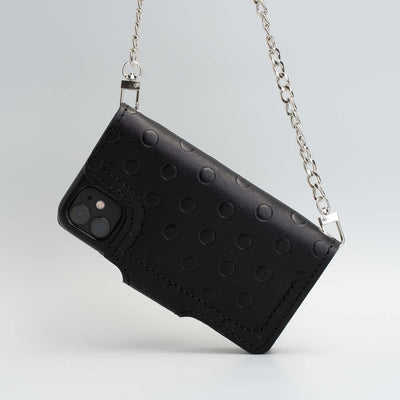 Leather crossbody case for iPhone 11 - Polka