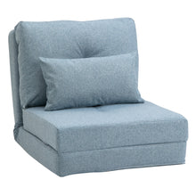 Chauffeuse canapé-lit convertible fauteuil 1 place avec 1 coussin avec dossier réglable, bleu