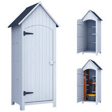 Abri de jardin en bois cabane de jardin exterieur armoire de jardin avec toit bitumé 3 étagères porte avec loquet rangement et stockage extérieurs pour terrasse 77,5 x 54,2 x 179,5 cm blanc