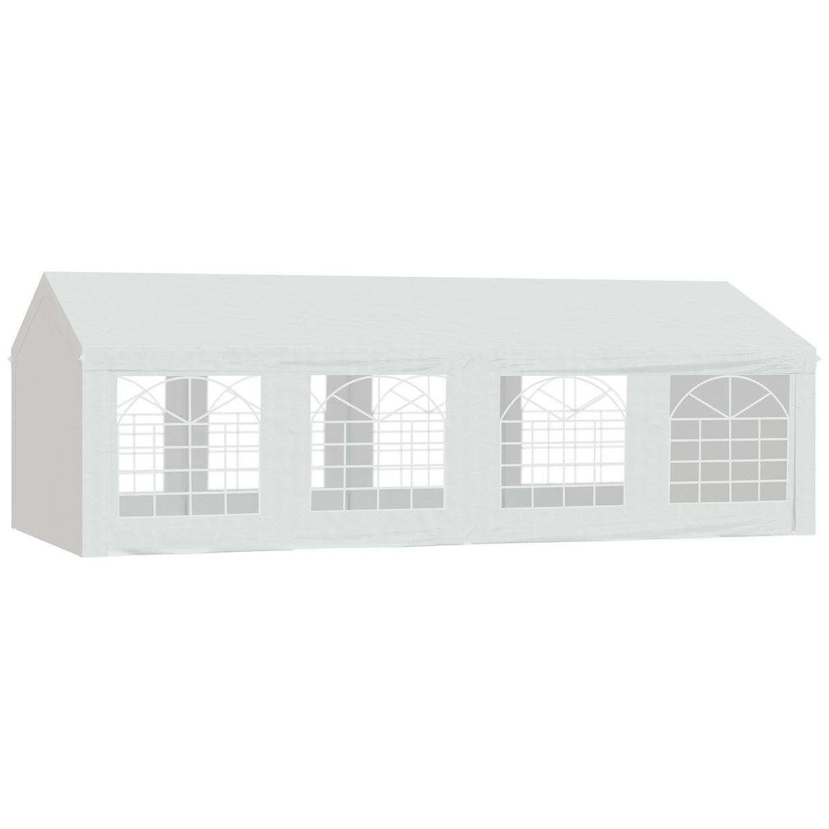 Tente Tonnelle de Réception Jardin Chapiteau PE Imperméable Tube Acier 7.98L x 3.92l x 2.8Hm Blanc Neuf 14