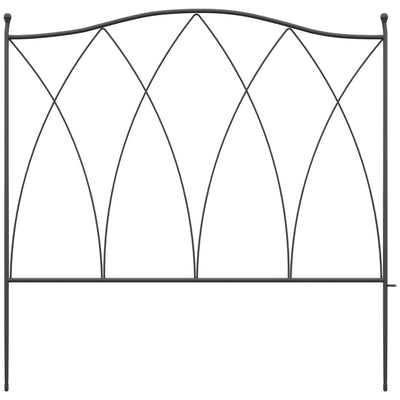 Lot de 5 clôtures de jardin décoratives en métal noir - 305 x 62 cm noir