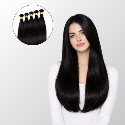 Jet Black (1) I-Tip Hair Extensions (50g-100g)