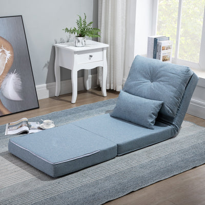 Chauffeuse canapé-lit convertible fauteuil 1 place avec 1 coussin avec dossier réglable, bleu