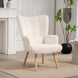 Fauteuil de salon en tissu bouclette, fauteuil capitonné et rembourré avec pieds en bois, 71 x 74 x 96 cm, beige Aosom