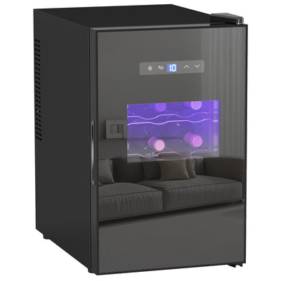 Cave à vin, 15 bouteilles, 39L, Réfrigérateur pour boissons, éclairage LED, température réglable 8-18℃