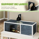 Maison pour tortues enclos avec toit ouvrant support lampe plateau fenêtre panoramique 120 x 50 x 40 cm gris Aosom