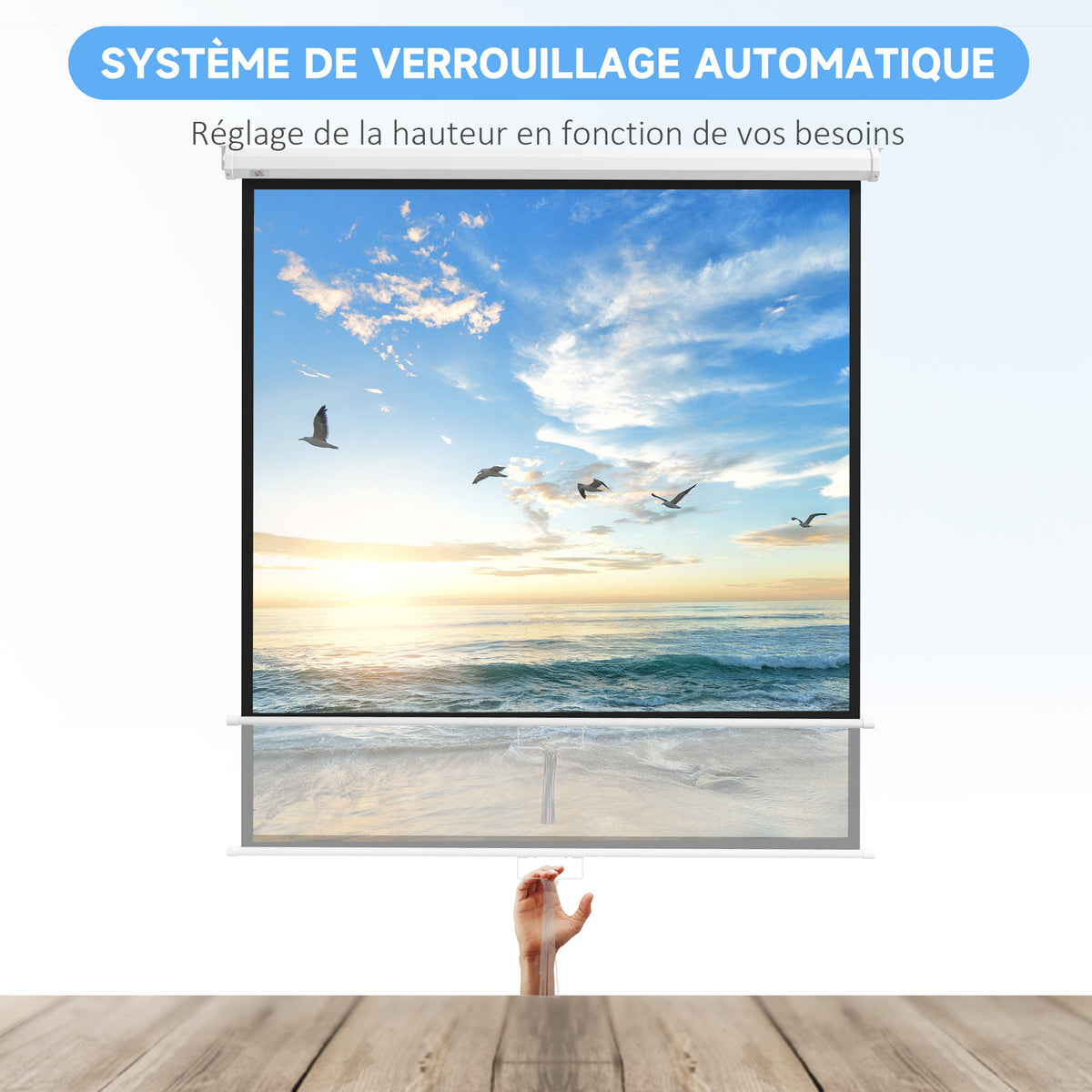 Écran de projection TV et Home Cinema de 99 Pouces vidéo projecteur 1:1 4K HD, 178L x 178H cm