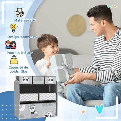 Meuble rangement enfant rangement jouet enfant 6 boîtes amovibles en tissu non tissé 63 x 30 x 66 cm gris