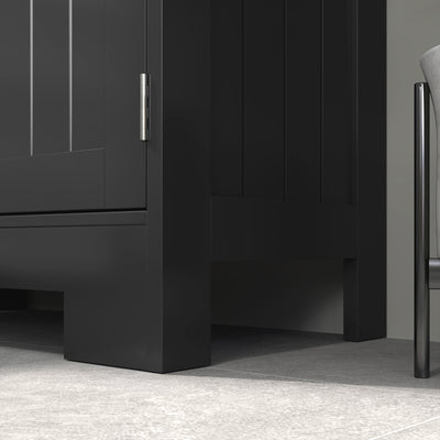 Meuble Bas de Salle de Bain Multi-rangements Grande Niche 2 tiroirs Placard Double Porte avec étagère Noir