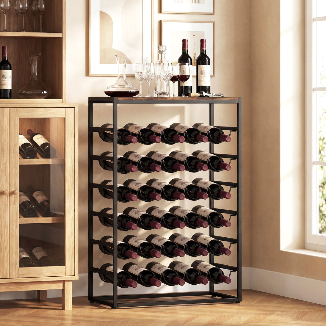 Casier à bouteilles pour 30 bouteilles, étagère à vin avec 6 niveaux, style industriel, 59x30x88,5cm, brun rustique Aosom
