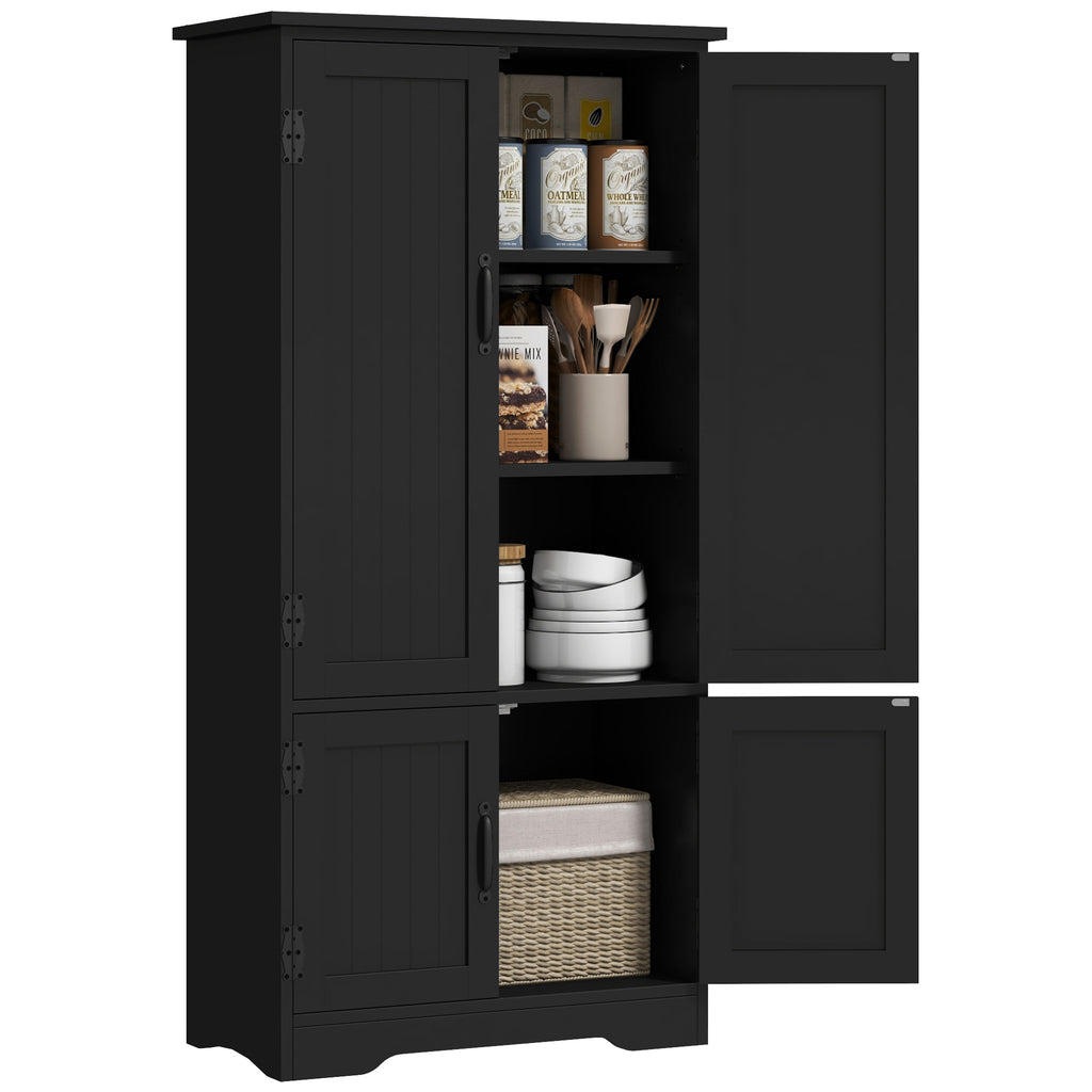 Buffet de cuisine armoire de cuisine contemporaine multi-rangements 2 placards 3 étagères 60 x 30 x 123 cm noir