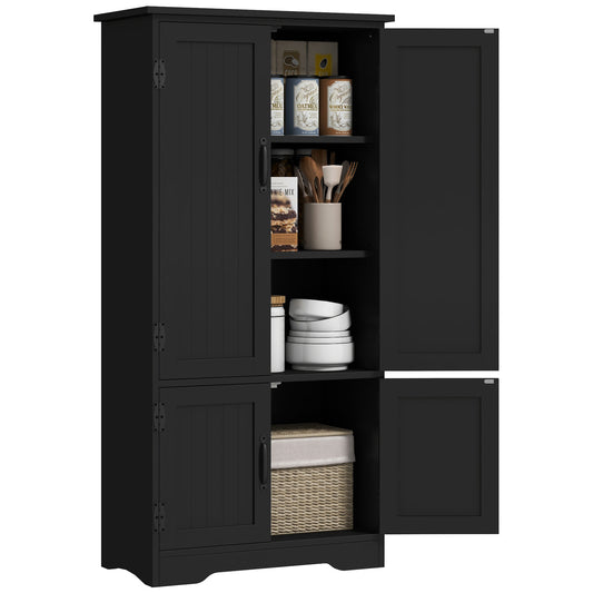 Buffet de cuisine armoire de cuisine contemporaine multi-rangements 2 placards 3 étagères 60 x 30 x 123 cm noir