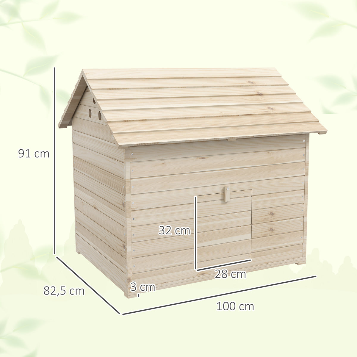 Abri pour canards maison pour canards avec toit ouvrant ventilation et porte-rampe 100 x 82,5 x 91 cm bois naturel