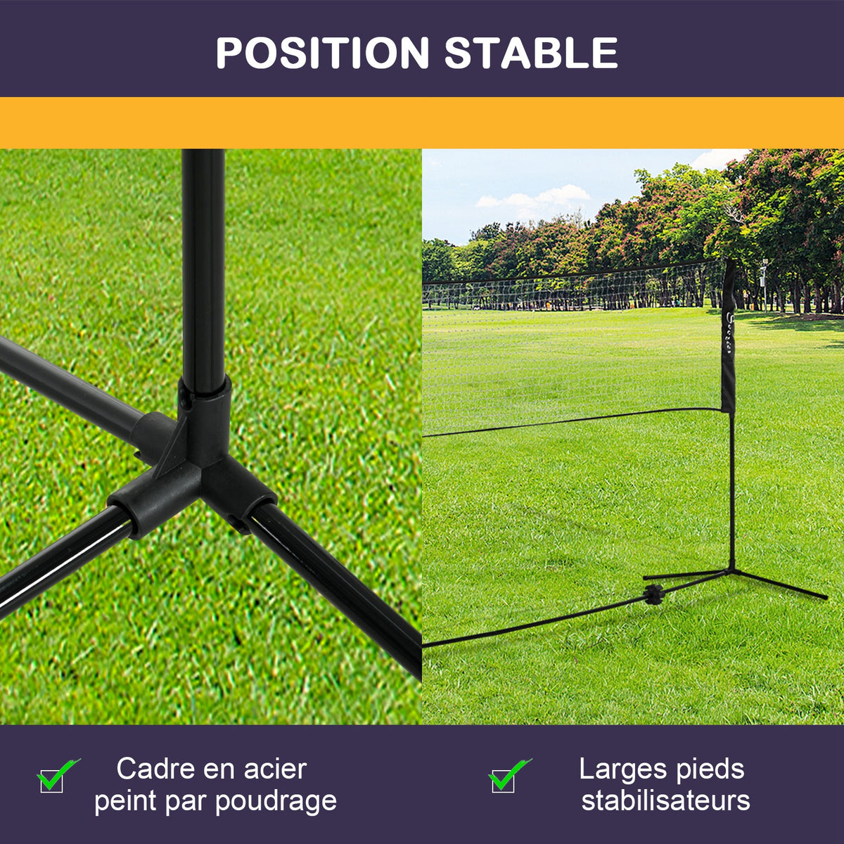 Ensemble set complet de badminton, pickleball et volleyball, 3 en 1, jeux sport extérieur avec filet hauteur réglable