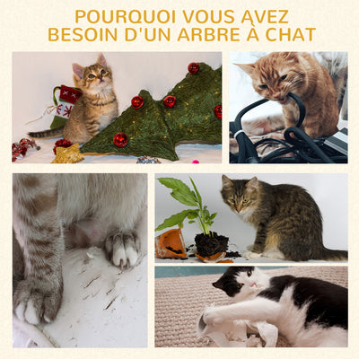 Arbre à chat, arbre à grimper griffoir pour chat, tissu bouclette, centre d'activités 2 plate-formes gris
