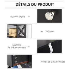 Table de console table d'entrée style table de drapier néo-rétro 2 tiroirs 2 étagères dim. 100L x 30,5l x 80H cm en bois noir
