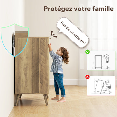 Buffet salon meuble de rangement avec placard à 2 portes et étagère réglable, 77 x 40 x 81 cm, aspect bois