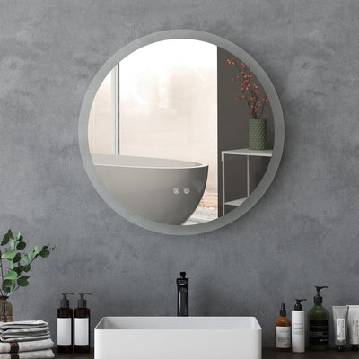 Miroir rond lumineux LED de salle de bain Ø 70 cm mural éclairage interrupteur tactile système antibuée 35W blanc argent