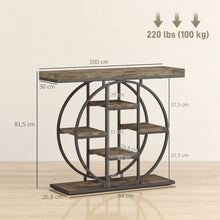Table Console d'Entrée Meuble d'Entrée Industrielle 6 Étagères Rangement Plateau 4cm 100 x 30 x 81,5cm Marron Rustique