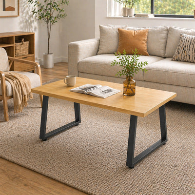 Pieds de table en acier, 60 x 43 cm, lot de 2 pieds de bureau trapezoïdes avec patins réglables et vis, noir