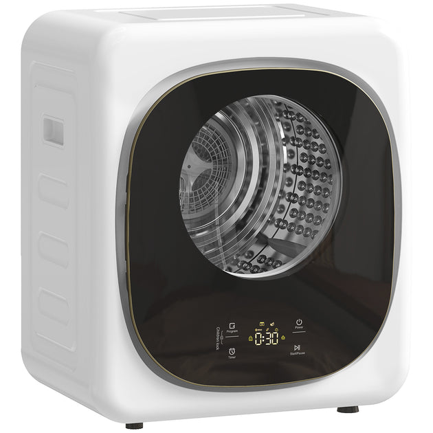 Sèche-linge à évacuation portable 4 Kg, sèche-linge 800 W compact, 5 modes de séchage, minuterie, blanc Aosom