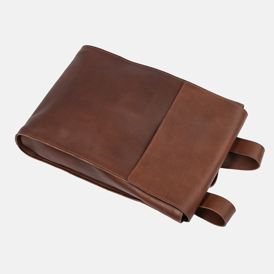 Leather laptop backpack - The Minimalist (Mahogany)