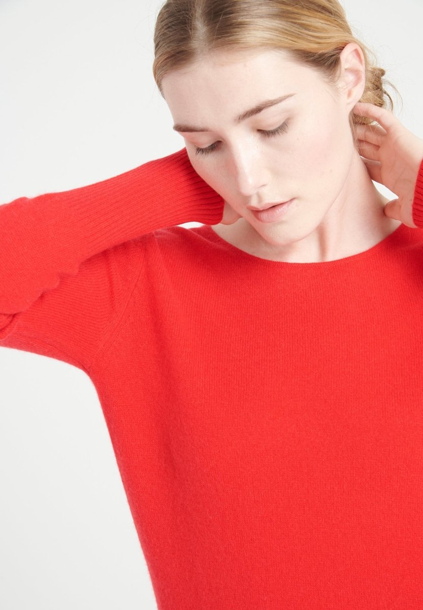 Robe col rond femme en cachemire rouge - LILLY 12