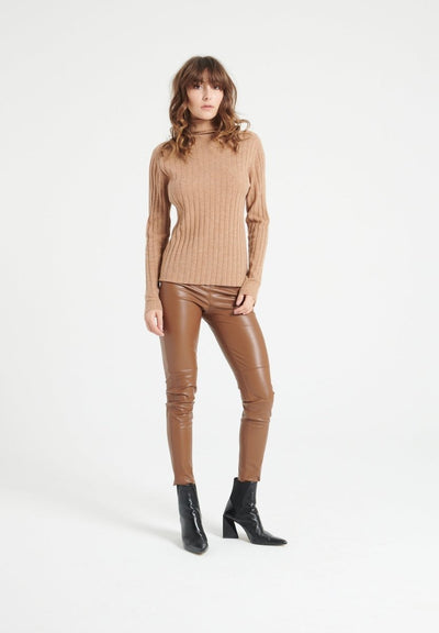 Pull col roulé femme en cachemire camel - LILLY 15